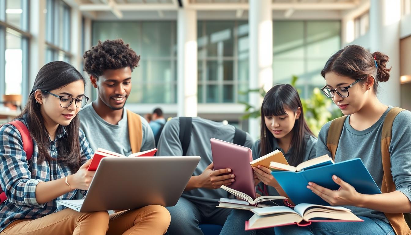 Students collaborating in study space